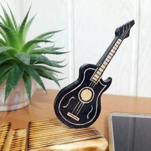 Guitar Phone Stand: Wooden Desk Organizer